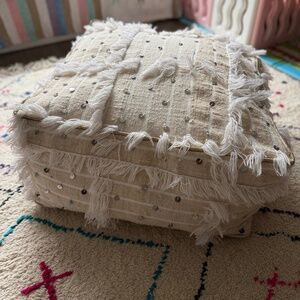 Moroccan kilam pouf cover, Berber floor pillow